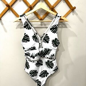 CUPSHE MONSTERA PALM LEAF ONE PIECE SWIMSUIT